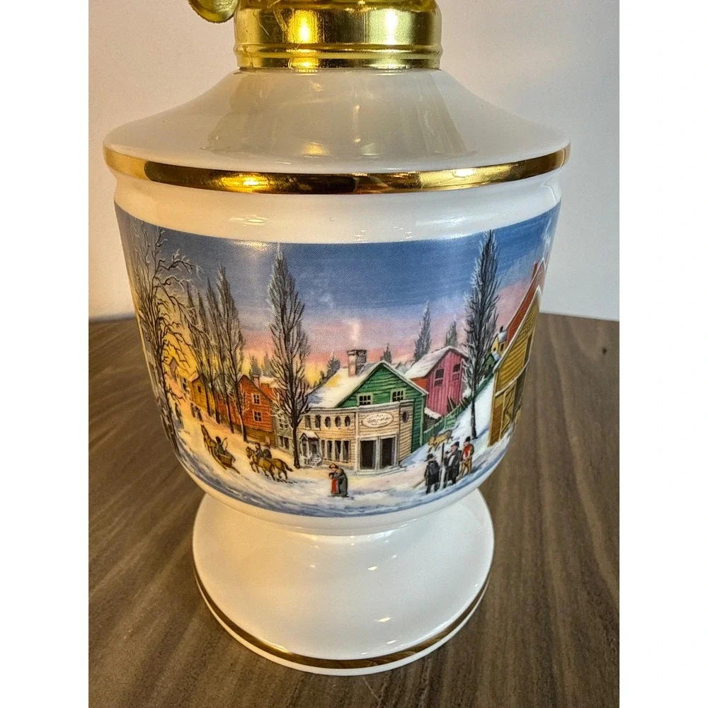 VTG 1984 Lamplight Farms Oil Lamp Quiet Village Porcelain Limited Edition 15.5in